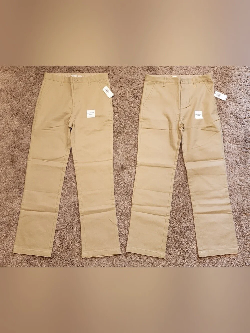 New Old Navy Boys Size 12 Khaki Uniform Pants, Built In Flex Reinforced Knees